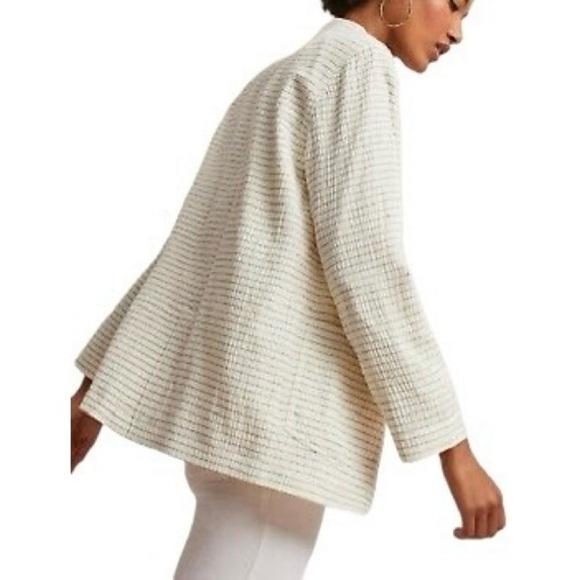 CARTONNIER x ANTHROPOLOGIE Oversized Stripe Cotton Gauze Double Breasted Blazer - Picture 3 of 11